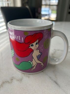 Disney Purple Ariel Mermaid Ceramic Mug with Flound and Sebastian